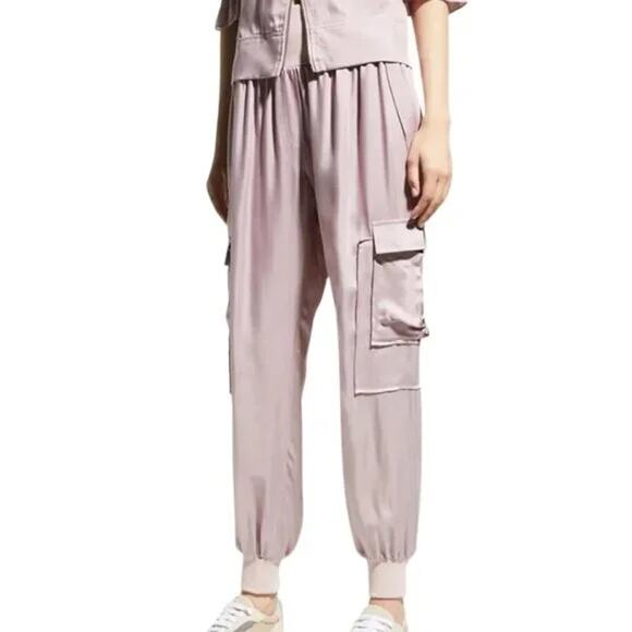 CINQ A SEPT $265 Giles Cupro Crop Cargo Jogger Pants Size L